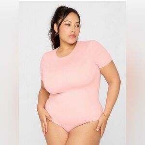 YITTY Pale Pink Short-Sleeve 3X One-Piece Bodysuit